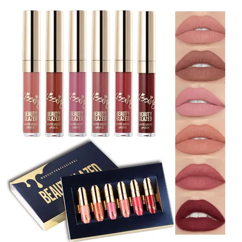 Miniatura 19 de BestLand Juego de 3 lápices labiales líquidos rojos atrevidos, seductores, brillo de labios mate de larga duración, impermeable, alto pigmento a