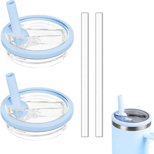 Miniatura 11 de Paquete de 2 vasos de repuesto de 30 onzas con tapa abatible con popote para Stanley Quencher, tapa a prueba de fugas para vaso Stanley-H2.0