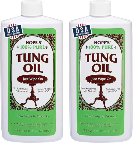 HOPE'S Aceite Tung 100% puro, seguro para alimentos, acabado de madera natural impermeable de alta calidad y sellador para proyectos de interiores y