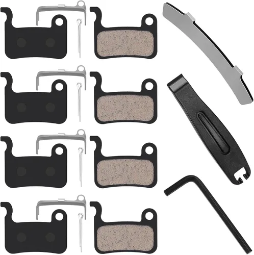 PACYTION 4 pares de pastillas de freno de bicicleta con 3 herramientas de instalación, compatibles con pastillas de freno Shimano Deore XT SLX Hone