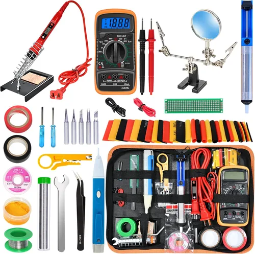 Kit de soldador, pistola de soldadura digital LCD de 80 W con control de temperatura ajustable y diseño termostático de cerámica de calentamiento