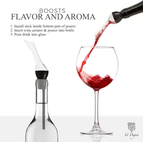 Miniatura 2 de Juego de Enfriador de Vino 12 Degrés - Regalos de Vino Perfectos para Mujeres y Hombres - Enfriador de Vino Aislado de Acero Inoxidable con Bomba
