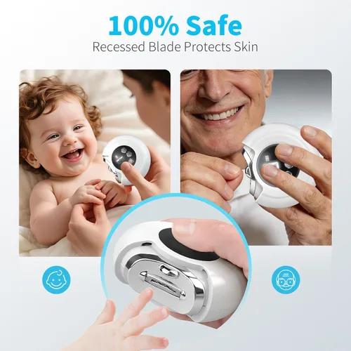 Miniatura 6 de Cortaúñas eléctrico 3 en 1, amoladora automática con luz LED, 3 velocidades recargables de bajo ruido para personas mayores, bebés y adultos