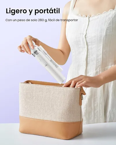 Miniatura 7 de Trípode para selfie stick de 53 pulgadas con luz, soporte mejorado para teléfono celular de 4 patas, trípode para cámara con control remoto Negro A