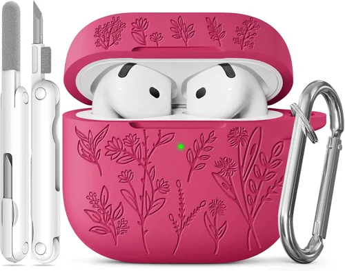 Miniatura 60 de Funda para Airpods Pro 3 con tapa magnética, fundas grabadas con flores para Apple AirPods Pro de 3ª generación 2025, funda de silicona suave