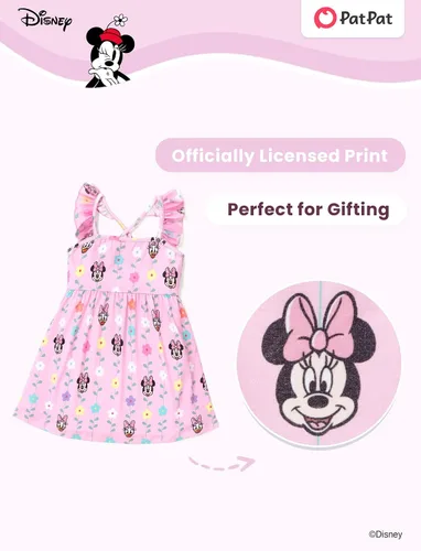 Miniatura 2 de Disney Vestido de princesa Minnie Mouse Frozen Elsa para niñas, con volantes, sin mangas, entrecruzado, ropa de verano para bebé a niño pequeño