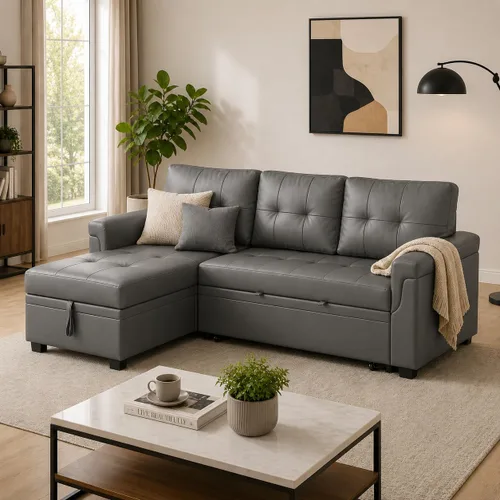 Miniatura 13 de Naomi Home Transforma Cualquier Espacio: Sofá Seccional Reclinable con Sofá Cama Convertible y Chaise Acogedora. Encuentra Comodidad Tranquila