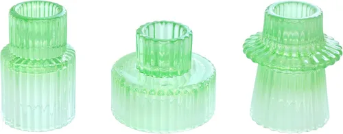 Miniatura 16 de Vixdonos Juego de 3 portavelas de cristal rosa para velas cónicas, velas de pilar y velas de candelita