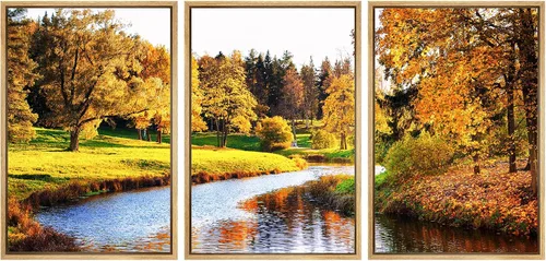 Miniatura 36 de SIGNWIN Lienzo enmarcado para pared, juego de arte nublado de tormenta, cielo, bosque otoñal, árboles, rústico, naturaleza, fotografía, realismo