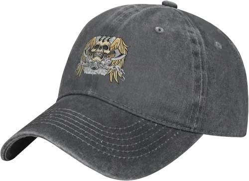 Cowboy Hat Trendy Hats for Man and Women Djustable Four Season Outdoor Baseball Cap of Hell Skull with Angel Deep Heather