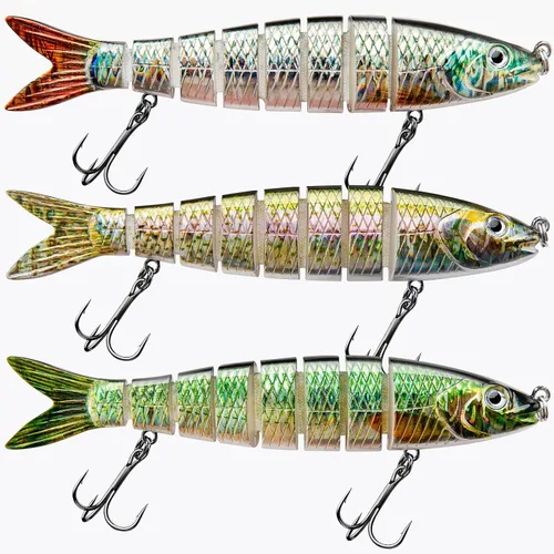 Miniatura 7 de Bass Fishing Lure for Freshwater and Saltwater Lifelike Fishing Lures Multi Jointed Swimbait for Bass Trout Crappie Walleye Pike Fishing Gifts for
