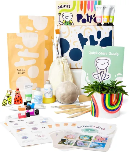 Miniatura 8 de Pott'd Arcilla seca al aire para adultos. Kit de cerámica casera para principiantes para adultos. Manualidades de bricolaje incluye: arcilla seca al