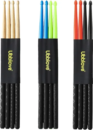 Miniatura 7 de Ubblove - Baquetas de nylon 5A, 2 pares con mangos antideslizantes para tambor, ligeras y duraderas, de plástico para ejercicios, 2 pares de Azul