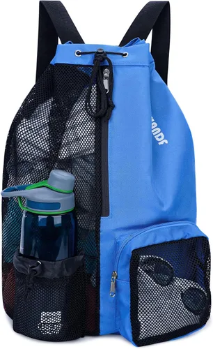 Miniatura 20 de WANDF Mochila de Malla con Cordón para Natación, con Bolsillo para Artículos Húmedos, para Natación, Gimnasio y Equipo de Entrenamiento Rojo