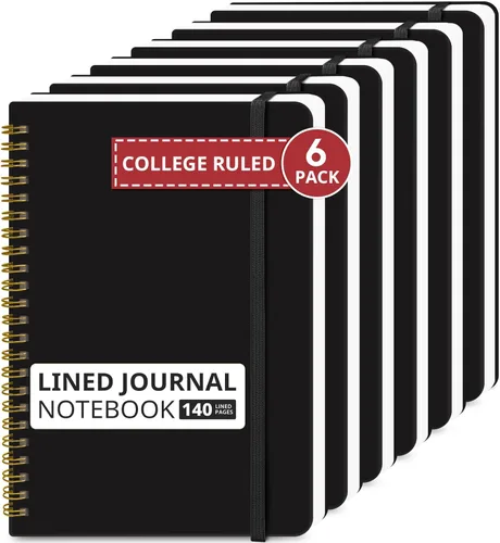 Miniatura 50 de Cuaderno rayado en espiral para mujeres y hombres, 140 páginas, cuaderno de tapa dura con rayas universitarias para trabajo y toma de notas, diarios