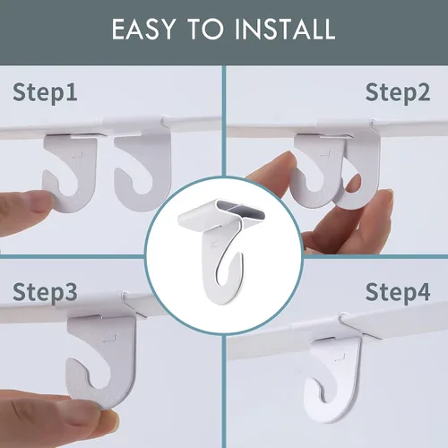 Miniatura 3 de 8 pares de ganchos de techo colgantes para colgar, ganchos de techo blancos resistentes, ganchos de metal en T, gancho de techo suspendido