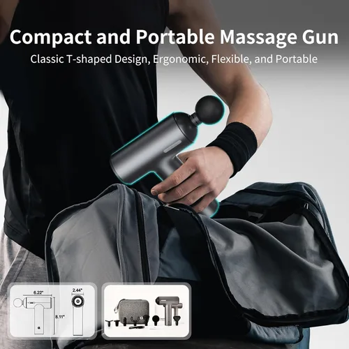 Miniatura 6 de arboleaf Pistola de masaje muscular de tejido profundo, 6 velocidades, potente pistola de masaje de percusión manual con estuche de viaje portátil