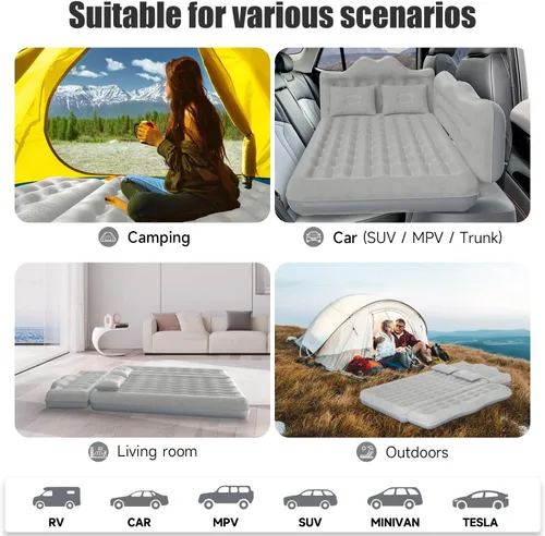 Miniatura 7 de colchón de aire para coche, colchón inflable para SUV y camión, colchón de aire para asiento trasero, cama inflable para camping, colchón de aire