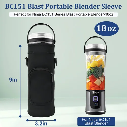 Miniatura 2 de Funda de almacenamiento para licuadora portátil Ninja Blast con correa para el hombro y bolsillo para accesorios Compatible con Ninja Negro