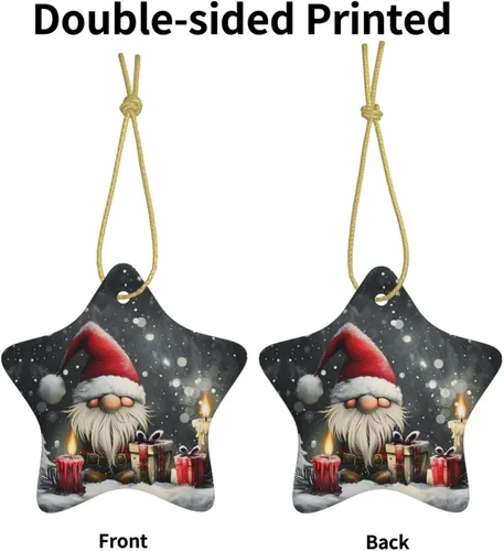 Miniatura 2 de Adornos colgantes de cerámica para árbol de Navidad, decoración colgante en forma de estrella para suministros de fiesta en interiores y exteriores