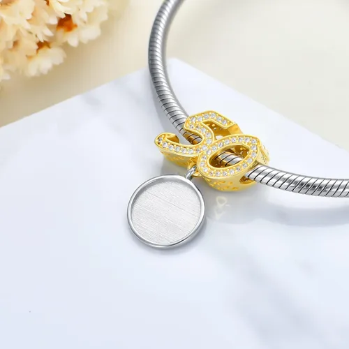 Miniatura 5 de PLATYCO Dije de foto con números 304050 de plata de ley 925 con circonita cúbica, dije de número de foto personalizado para pulseras, collares