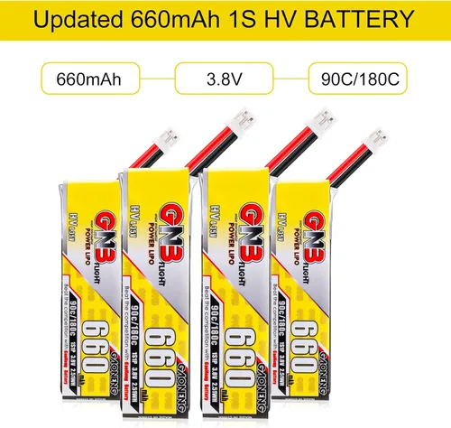 Miniatura 5 de Crazepony Batería LiPo de 660 mAh, 4 baterías LiHV de 3.8 V 90C/180C JST-PH2.0 conector para Eachines Trashcan Emax Tinyhawk Freestyle II Snapper7