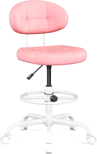 Miniatura 8 de Misolant Silla de Dibujo, Silla de Oficina Alta sin Brazos con Anillo Reposapiés para Escritorio de Pie, Pequeña Silla Ejecutiva de Computadora