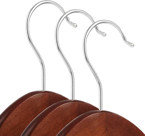 Miniatura 2 de Casafield - 10 Perchas de Madera de Nogal para Trajes - Madera de Loto Premium con Muescas y Gancho Giratorio Cromado para Ropa de Vestir, Abrigos
