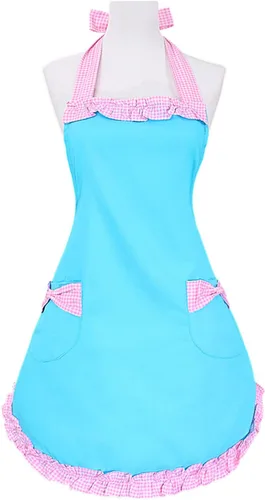 Miniatura 11 de Violet Mist Lindos delantales negros para mujeres con bolsillos, delantales vintage retro elegantes para niñas con lazo, vestido sexy de los años