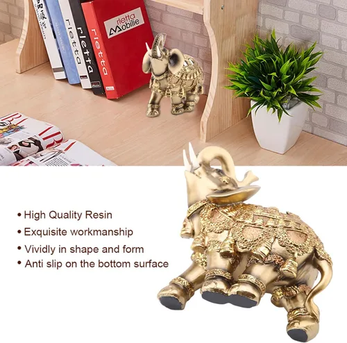Miniatura 6 de KooingTech0vutxqdagp-01 - Estatua de elefante de la suerte, estatua de elefante de la suerte de oro grande, figura de la suerte de elefante