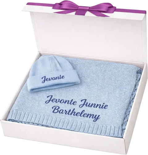 Miniatura 9 de Manta de bebé personalizada, 100% certificado GOTS, manta de envolver personalizada con nombre, mantas de recepción para niños y niñas, regalos Azul