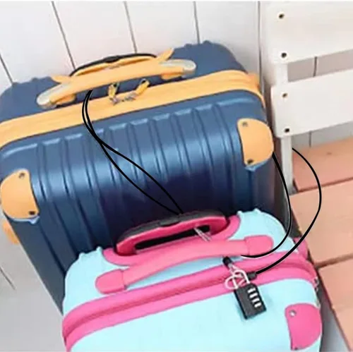 Miniatura 4 de WANLIAN Cerradura de cable de acero inoxidable, cerradura de seguridad de viaje al aire libre de 6.5 pies, cerradura de equipaje de cuerda
