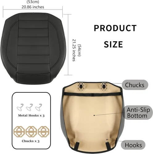Miniatura 3 de 1 Paquete de Fundas de Asiento Delantero de Automóvil de Cuero, Fundas de Asiento Inferior para Automóviles, Funda de Cojín de Asiento de Conductor