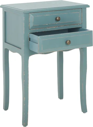 Miniatura 5 de SAFAVIEH Muebles - Mesa auxiliar Lori con 2 cajones, color gris ceniza, madera maciza, diseño clásico de granja, ideal para sala de estar, entrada