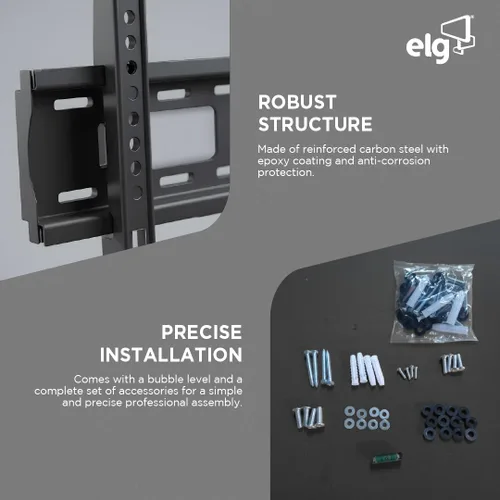 Miniatura 5 de ELG FIX400 Soporte fijo de pared para TV – Soporte delgado de perfil bajo de 26 a 65 pulgadas, soporta 110 libras, VESA 400 × 400, bloqueo