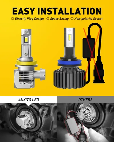 Miniatura 5 de AUXITO Bombillas LED H11, 20000 lúmenes, 100 W por juego, 6000 K blanco frío, bombillas LED H8 H9 para luces antiniebla, Plug and Play, paquete de 2