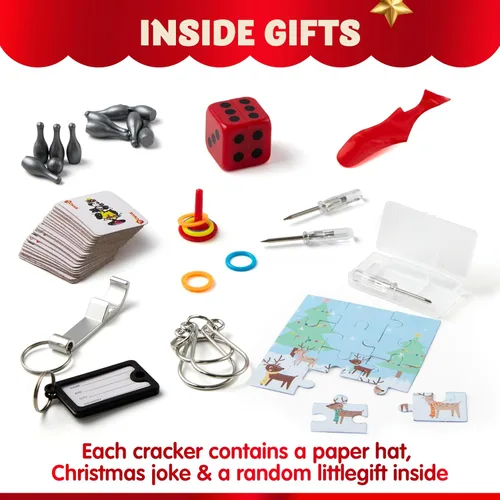 Miniatura 3 de JOYIN Paquete de 12 recuerdos de fiesta de Navidad, recuerdo de mesa de Navidad, incluye sombrero de fiesta, bromas y regalos, decoraciones de mesa