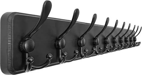Miniatura 14 de Dseap Perchero de Pared Montado - 5 Ganchos Triangulares, Resistente, Perchero de Pared de Madera para Abriggos, Sombreros, Chaquetas, Ropa, Negro