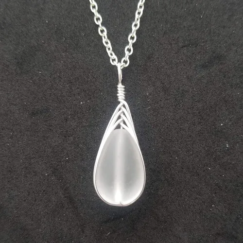 Miniatura 31 de Yinahawaii Collar de cristal de mar hecho a mano, joyería hawaiana para mujer, collar de lágrima trenzada, joyería única de cristal de mar
