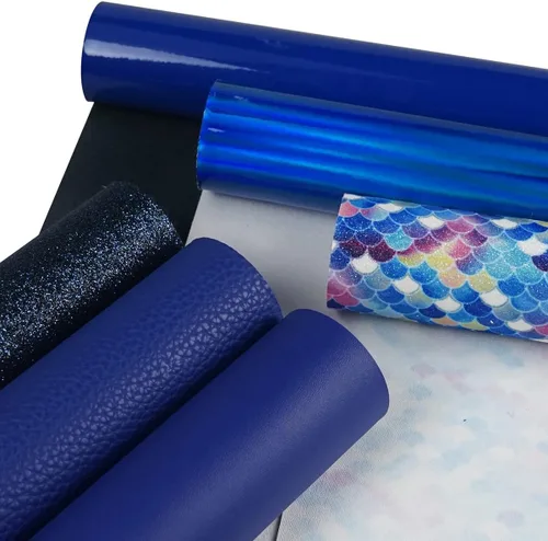 Miniatura 6 de Juego de 6 hojas de piel sintética de 8 x 12 pulgadas (7.9x11.8 in), serie azul real, purpurina fina, patente litchi azul real