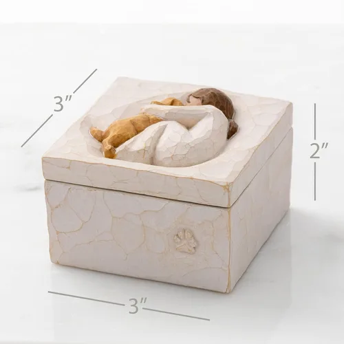 Miniatura 2 de Willow Tree True, Truly a Friend, Caja para joyas y tesoros con tallado en bajorrelieve de niña con cachorro, caja de recuerdo esculpida pintada a