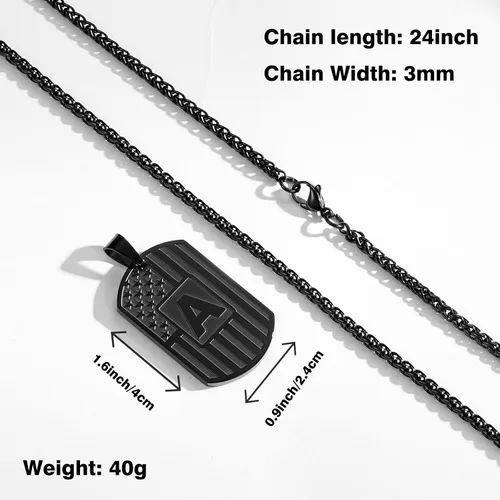 Miniatura 6 de Bellino Regalos de graduación – Collar con letra inicial de la A a la Z para hombres, niños, adolescentes, acero inoxidable, bandera estadounidense
