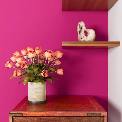 Miniatura 5 de LACHEERY Papel tapiz rosa intenso para dormitorio, papel tapiz texturizado mate, 12 x 160 pulgadas, papel adhesivo rosa magenta para armarios