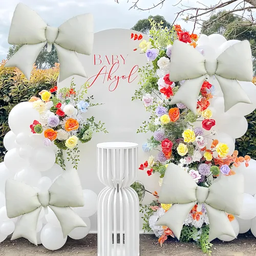 Miniatura 4 de 4 globos de lazo blanco gigante de 38 pulgadas/suministros de fiesta de cumpleaños coqueta/elegante boda, baby shower, decoración de fiesta