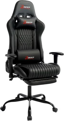Silla de juegos con reposapiés, silla de juego ergonómica con soporte lumbar y reposabrazos giratorio, silla reclinable para computadora de altura