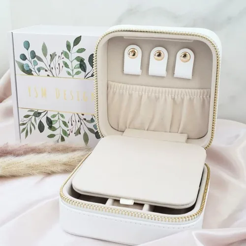 Miniatura 3 de Caja organizadora de joyas de viaje, joyero de viaje, pequeño joyero para mujer, estuche de viaje de joyería, caja organizadora de aretes con espejo
