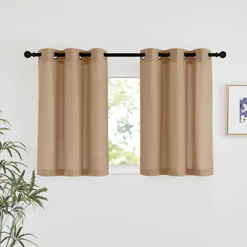 Miniatura 148 de NICETOWN Cortinas de lino natural con textura de lino para dormitorio, mezcla de lino rústica con ojales en la parte superior, semitransparentes