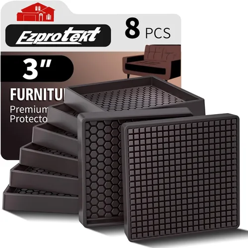 Miniatura 15 de Ezprotekt Almohadillas Antideslizantes para Muebles, 8 Piezas Copas de Ruedas de Goma Antideslizantes de 2.5", Posavasos Antideslizantes