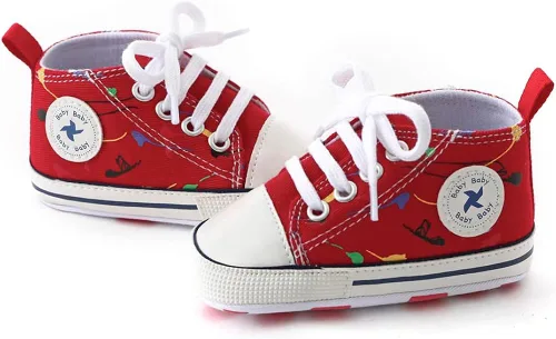 Miniatura 2 de Zapatos unisex para bebés, niñas y niños, suela suave, lona para recién nacidos, primeros pasos, zapatillas altas antideslizantes