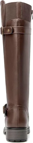 Miniatura 6 de SelenePair Botas altas hasta la rodilla para mujer, botas de tacón bajo y elásticas, punta redonda, con cremallera lateral, botas de invierno